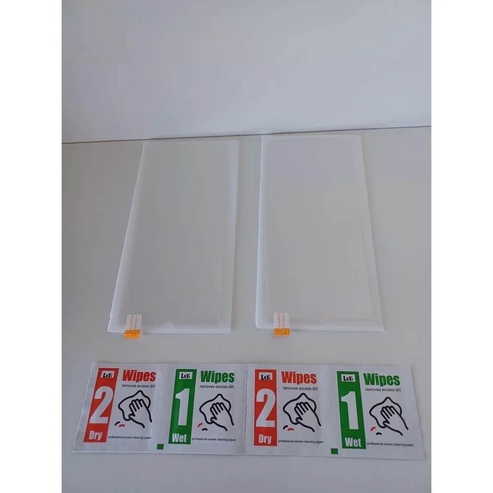 Two Android Samsung A32 5G Phone Screen Protectors and Dust Phone Cleaner Wipes